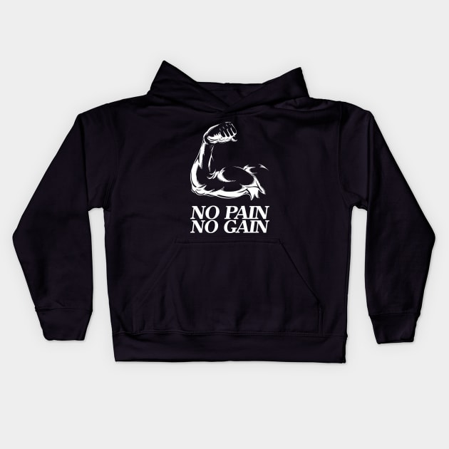 No pain no gain - Crazy gains - Nothing beats the feeling of power that weightlifting, powerlifting and strength training it gives us! A beautiful vintage design representing body positivity! Kids Hoodie by Crazy Collective